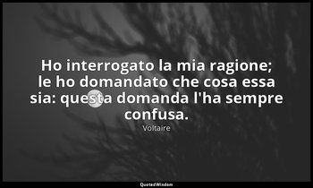 Ho interrogato la mia ragione; le ho domandato che cosa essa sia: questa domanda — Voltaire