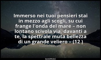 Immerso nei tuoi pensieri stai in mezzo agli scogli, su cui frange l'onda del ma — Friedrich Nietzsche