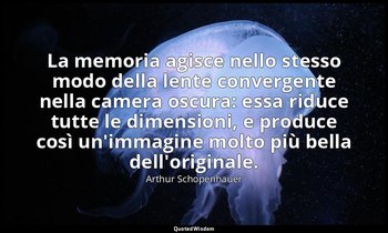 La memoria agisce nello stesso modo della lente convergente nella camera oscura: — Arthur Schopenhauer