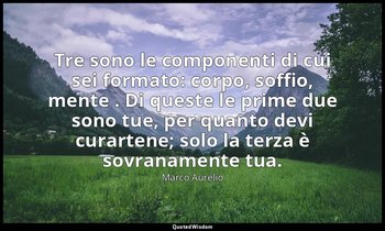 Tre sono le componenti di cui sei formato: corpo, soffio, mente . Di queste le p — Marco Aurelio