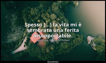 Spesso [...] la vita mi è sembrata una ferita insopportabile. — Aleksandr Sergeevič Puškin