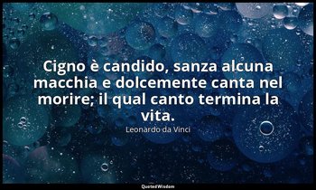 Cigno è candido, sanza alcuna macchia e dolcemente canta nel morire; il qual can — Leonardo da Vinci