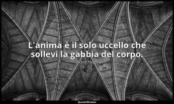 L'anima è il solo uccello che sollevi la gabbia del corpo. — Victor Hugo