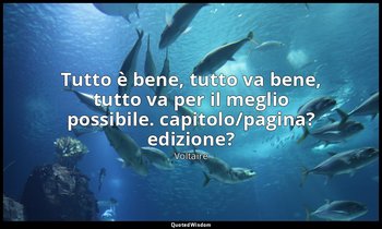 Tutto è bene, tutto va bene, tutto va per il meglio possibile. capitolo/pagina?  — Voltaire