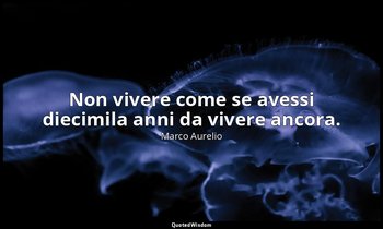 Non vivere come se avessi diecimila anni da vivere ancora. — Marco Aurelio