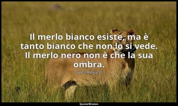 Il merlo bianco esiste, ma è tanto bianco che non lo si vede. Il merlo nero non  — Jules Renard