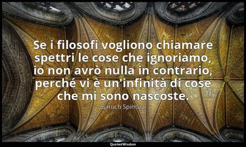 Se i filosofi vogliono chiamare spettri le cose che ignoriamo, io non avrò nulla — Baruch Spinoza
