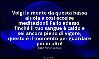 Volgi la mente da questa bassa aiuola a così eccelse meditazioni! Fallo adesso,  — Lucio Anneo Seneca