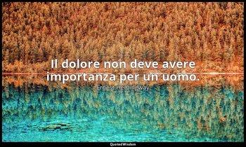 Il dolore non deve avere importanza per un uomo. — Ernest Hemingway