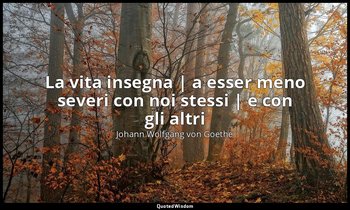 La vita insegna | a esser meno severi con noi stessi | e con gli altri — Johann Wolfgang von Goethe