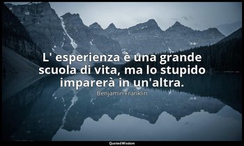 L' esperienza è una grande scuola di vita, ma lo stupido imparerà in un'altra. — Benjamin Franklin