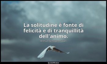 La solitudine è fonte di felicità e di tranquillità dell'animo. — Arthur Schopenhauer