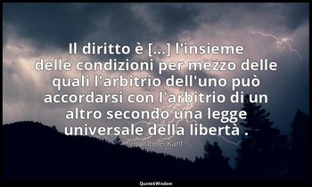 Il diritto è [...] l'insieme delle condizioni per mezzo delle quali l'arbitrio d — Immanuel Kant