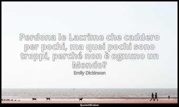 Perdona le Lacrime che caddero per pochi, ma quei pochi sono troppi, perché non  — Emily Dickinson
