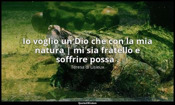 Io voglio un Dio che con la mia natura | mi sia fratello e soffrire possa . — Teresa di Lisieux