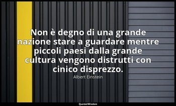 Non è degno di una grande nazione stare a guardare mentre piccoli paesi dalla gr — Albert Einstein