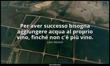 Per aver successo bisogna aggiungere acqua al proprio vino, finché non c'è più v — Jules Renard