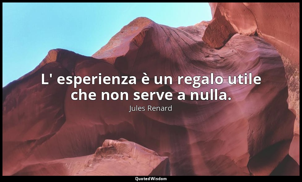L' esperienza è un regalo utile che non serve a nulla. (8 gennaio 1907; Vergani, — Jules Renard
