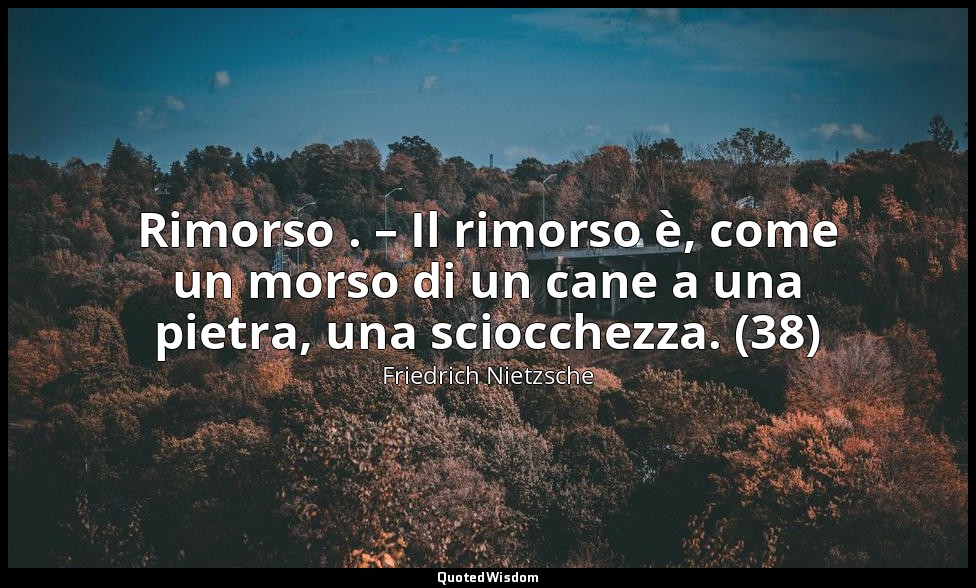 Rimorso . – Il rimorso è, come un morso di un cane a una pietra, una sciocchezza — Friedrich Nietzsche