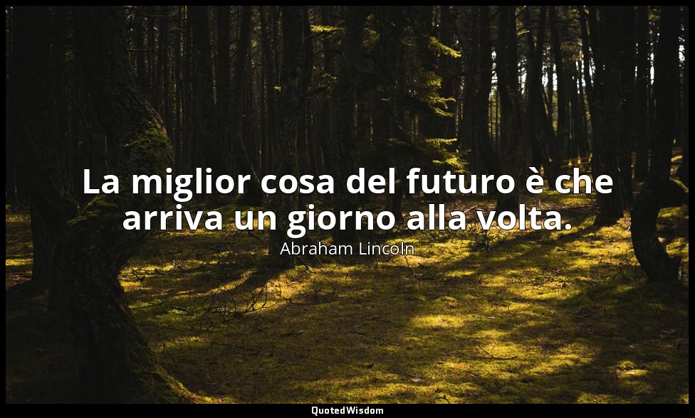 La miglior cosa del futuro è che arriva un giorno alla volta. — Abraham Lincoln
