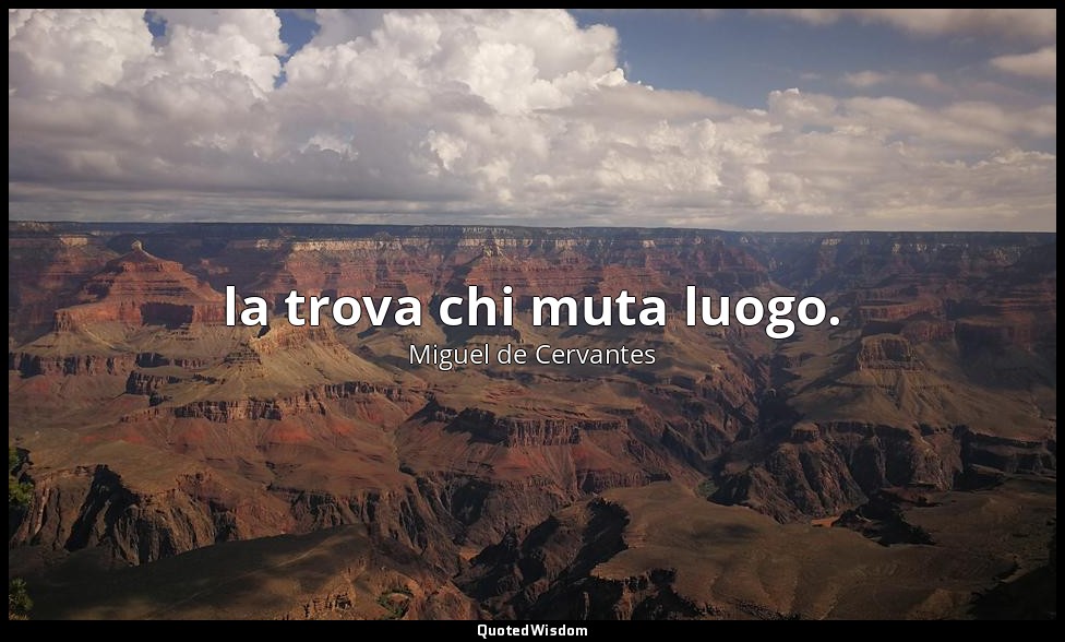 la trova chi muta luogo. — Miguel de Cervantes