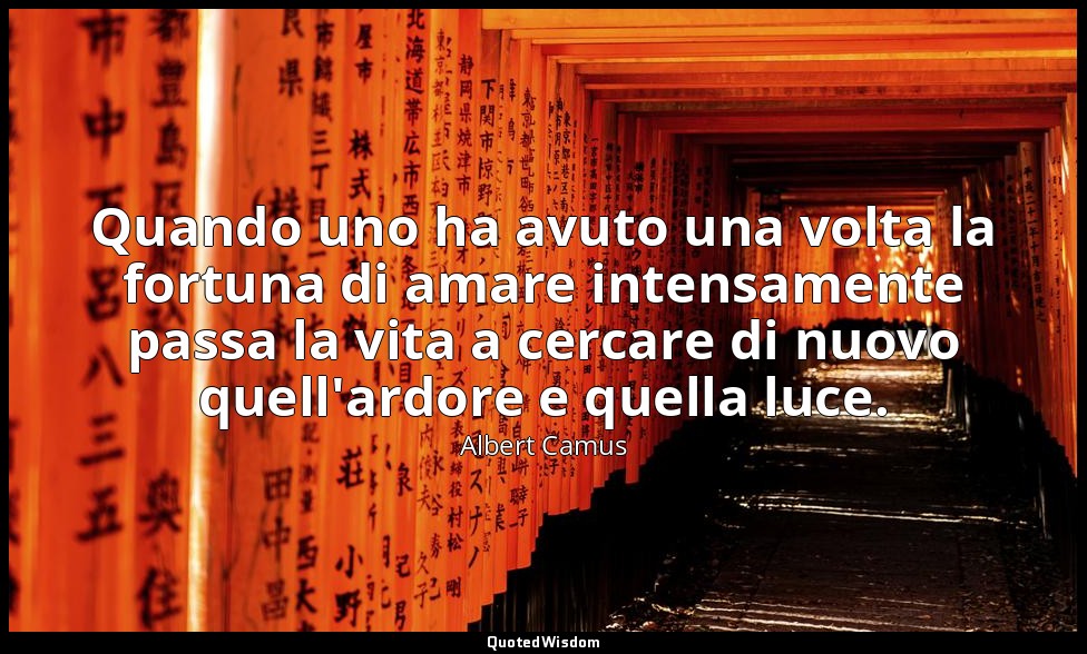 Quando uno ha avuto una volta la fortuna di amare intensamente passa la vita a c — Albert Camus