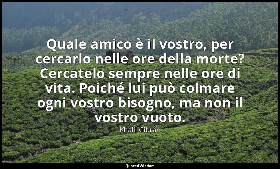Quale amico è il vostro, per cercarlo nelle ore della morte? Cercatelo sempre ne — Khalil Gibran