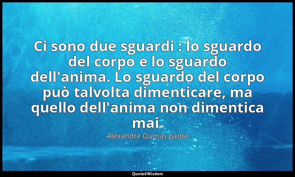 Ci sono due sguardi : lo sguardo del corpo e lo sguardo dell'anima. Lo sguardo d — Alexandre Dumas padre