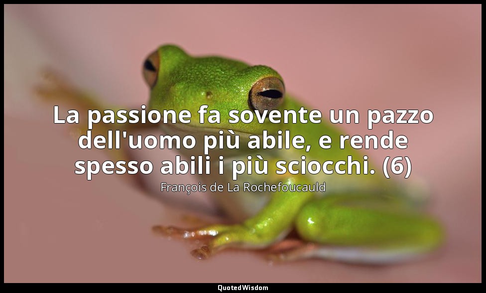 La passione fa sovente un pazzo dell'uomo più abile, e rende spesso abili i più  — François de La Rochefoucauld