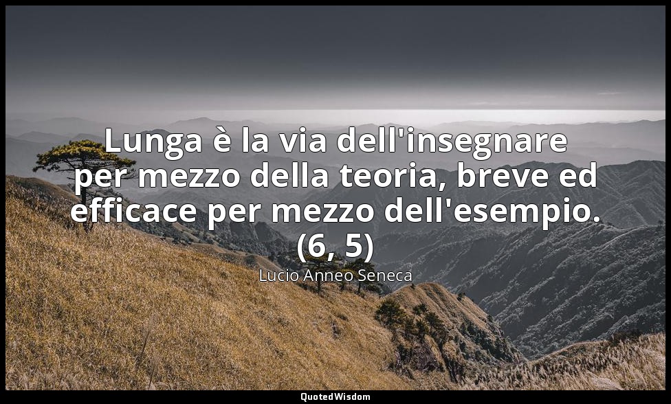 Lunga è la via dell'insegnare per mezzo della teoria, breve ed efficace per mezz — Lucio Anneo Seneca