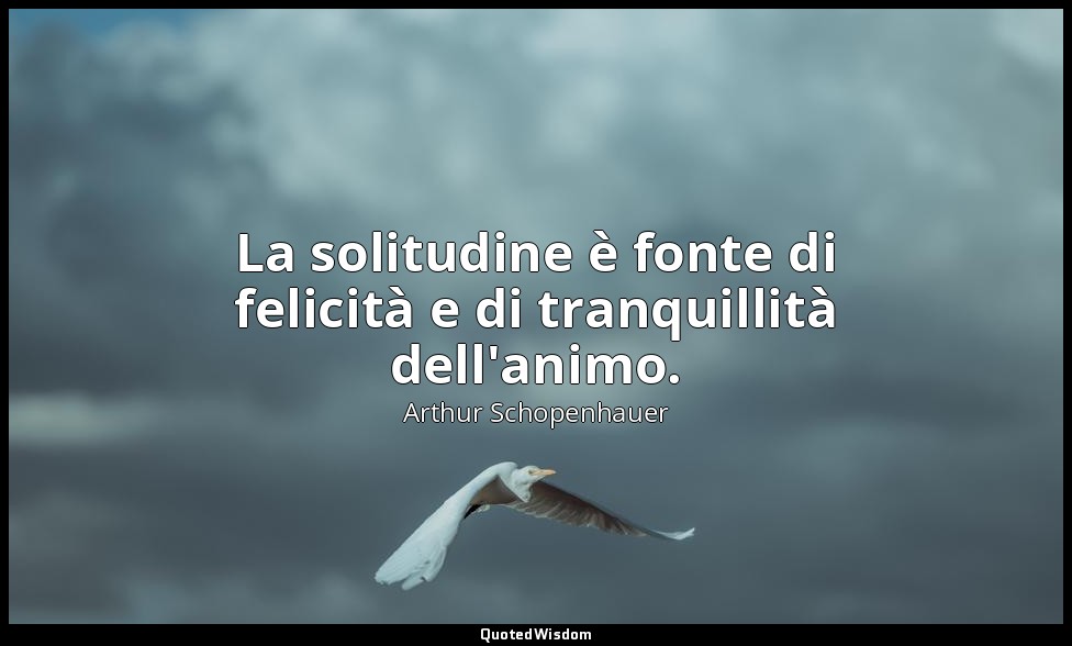 La solitudine è fonte di felicità e di tranquillità dell'animo. — Arthur Schopenhauer