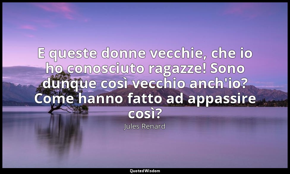 E queste donne vecchie, che io ho conosciuto ragazze! Sono dunque così vecchio a — Jules Renard
