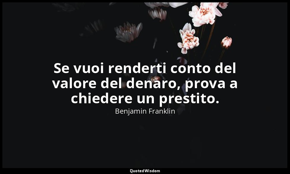 Se vuoi renderti conto del valore del denaro, prova a chiedere un prestito. — Benjamin Franklin