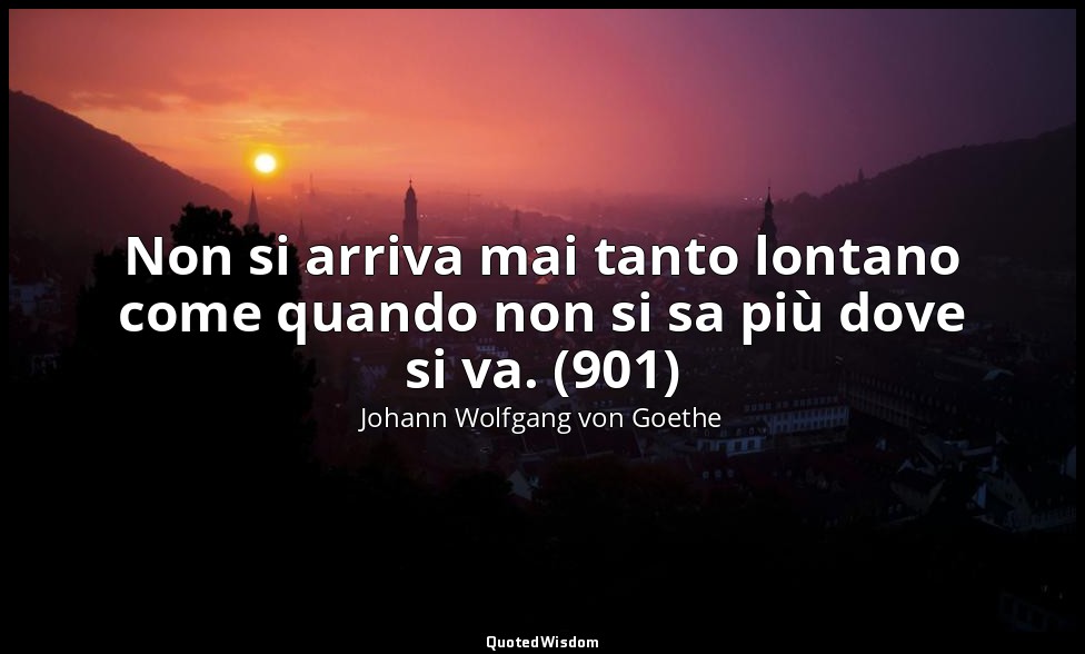 Non si arriva mai tanto lontano come quando non si sa più dove si va. (901) — Johann Wolfgang von Goethe