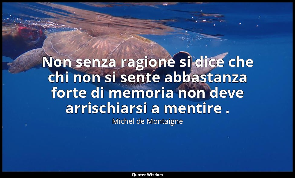 Non senza ragione si dice che chi non si sente abbastanza forte di memoria non d — Michel de Montaigne