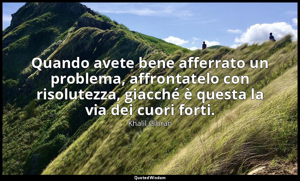 Quando avete bene afferrato un problema, affrontatelo con risolutezza, giacché è — Khalil Gibran