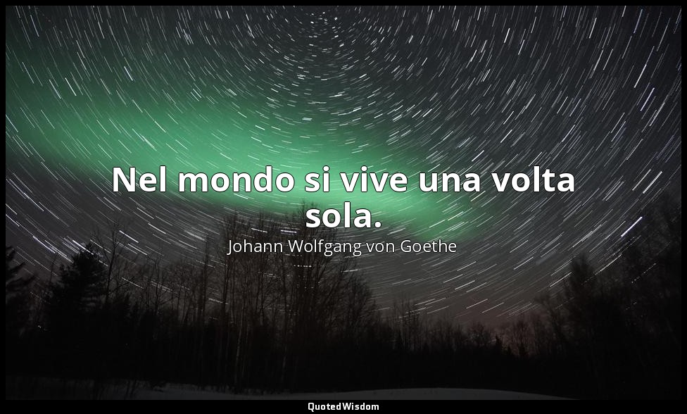 Nel mondo si vive una volta sola. — Johann Wolfgang von Goethe