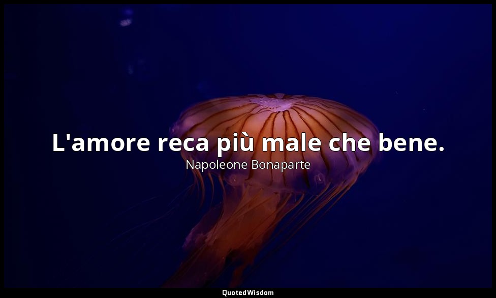 L'amore reca più male che bene. — Napoleone Bonaparte