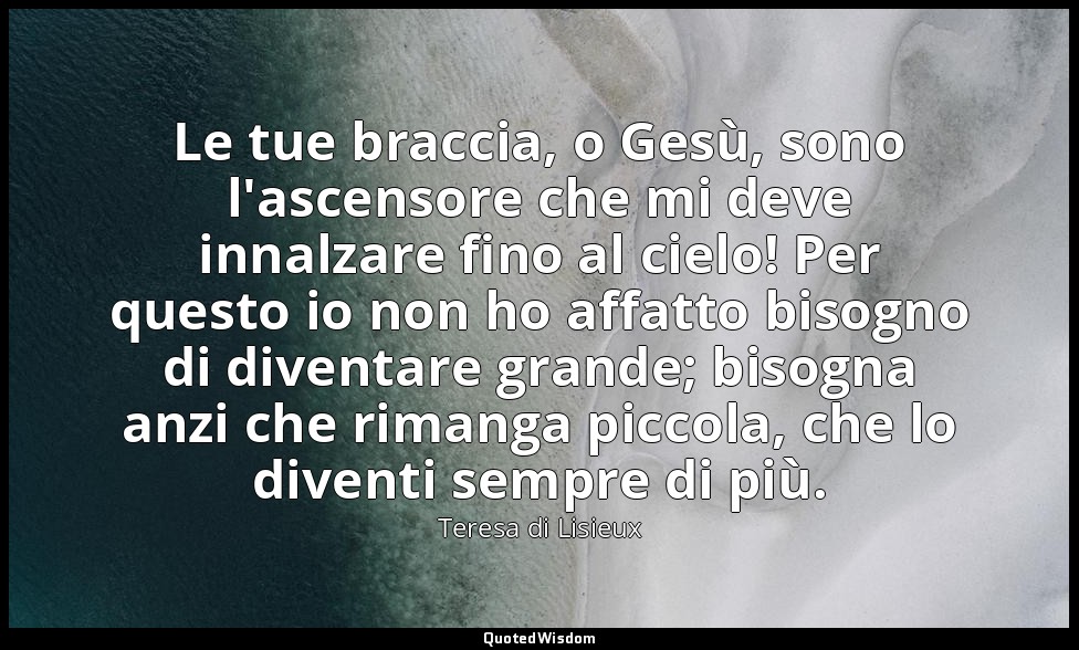 Le tue braccia, o Gesù, sono l'ascensore che mi deve innalzare fino al cielo! Pe — Teresa di Lisieux