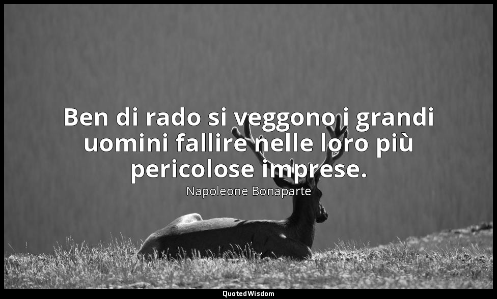 Ben di rado si veggono i grandi uomini fallire nelle loro più pericolose imprese — Napoleone Bonaparte