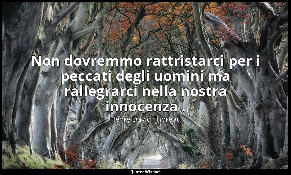 Non dovremmo rattristarci per i peccati degli uomini ma rallegrarci nella nostra — Henry David Thoreau