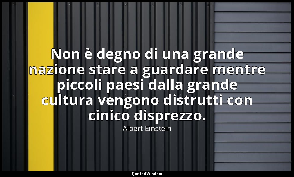Non è degno di una grande nazione stare a guardare mentre piccoli paesi dalla gr — Albert Einstein