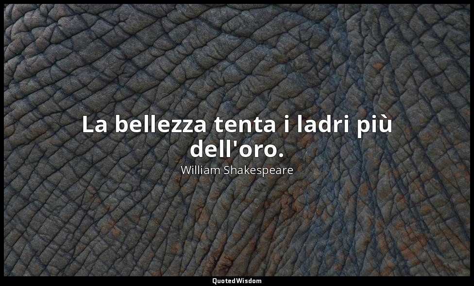 La bellezza tenta i ladri più dell'oro. — William Shakespeare