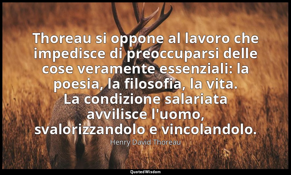 Thoreau si oppone al lavoro che impedisce di preoccuparsi delle cose veramente e — Henry David Thoreau