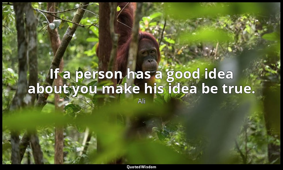 If a person has a good idea about you make his idea be true. — Ali