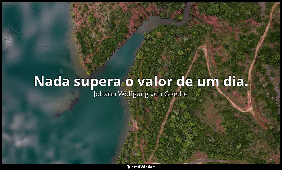 Nada supera o valor de um dia. — Johann Wolfgang von Goethe