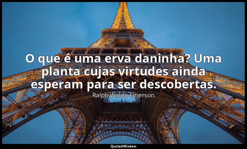 O que é uma erva daninha? Uma planta cujas virtudes ainda esperam para ser desco — Ralph Waldo Emerson