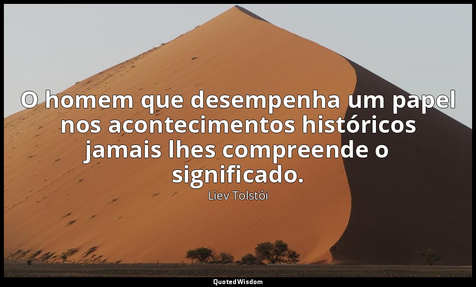 O homem que desempenha um papel nos acontecimentos históricos jamais lhes compre — Liev Tolstói