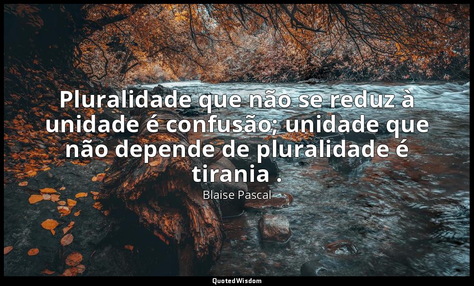 Pluralidade que não se reduz à unidade é confusão; unidade que não depende de pl — Blaise Pascal
