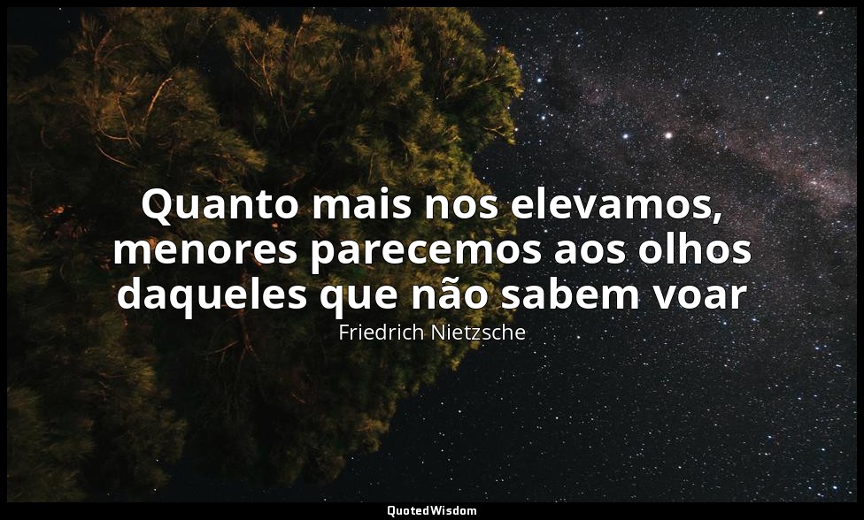 Quanto mais nos elevamos, menores parecemos aos olhos daqueles que não sabem voa — Friedrich Nietzsche